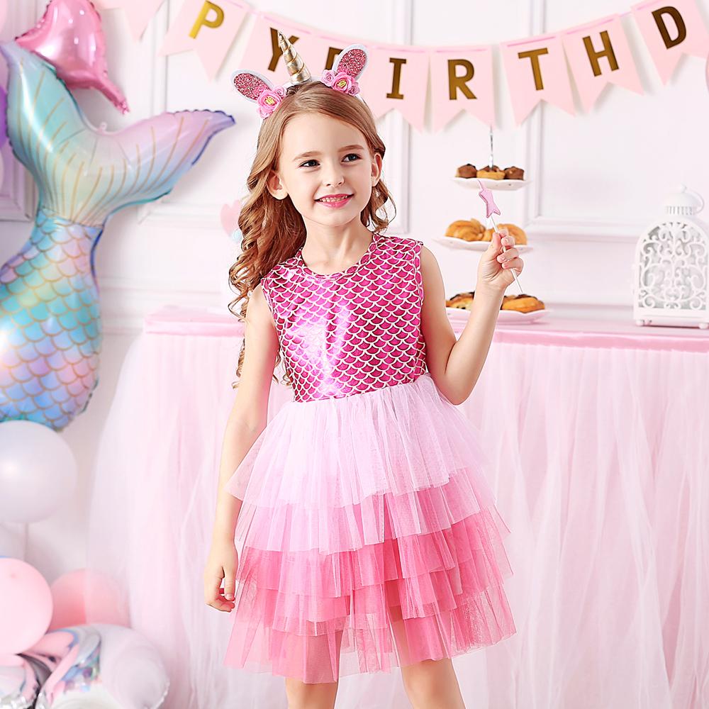 3-8T Princess Mermaid Toddler Tutu Girl Dress for Brithday Party