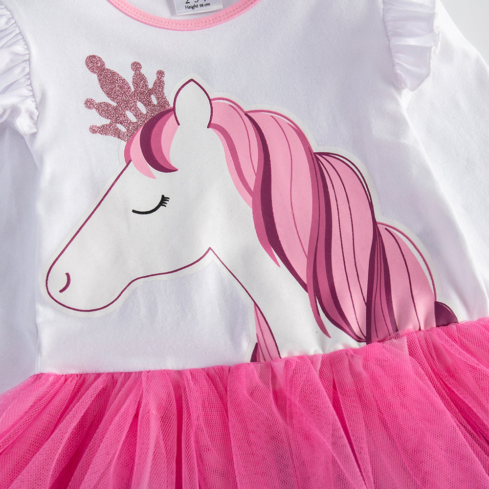 Cartoon Unicorn Colorful Layered Tulle Toddler Girl Tutu Dress