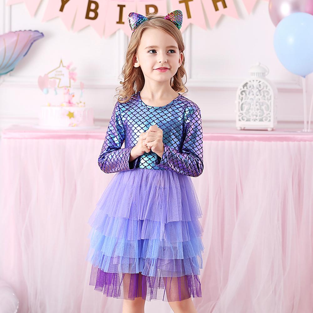 Purple Princess Mermaid Layered Tulle Toddler Girl Tutu Dress for Party