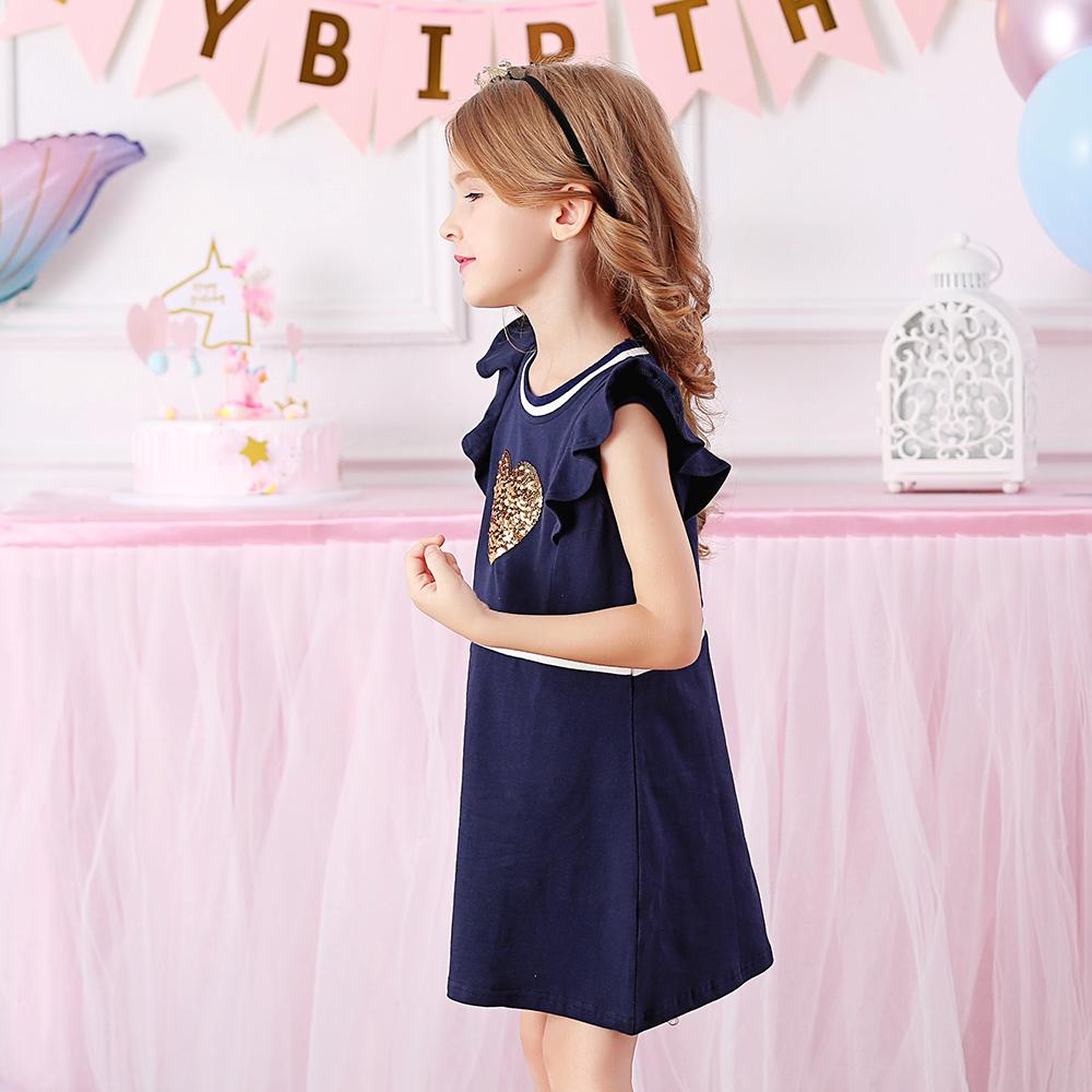 Love Sequined Cotton Toddler Girl Short Sleeve Dress