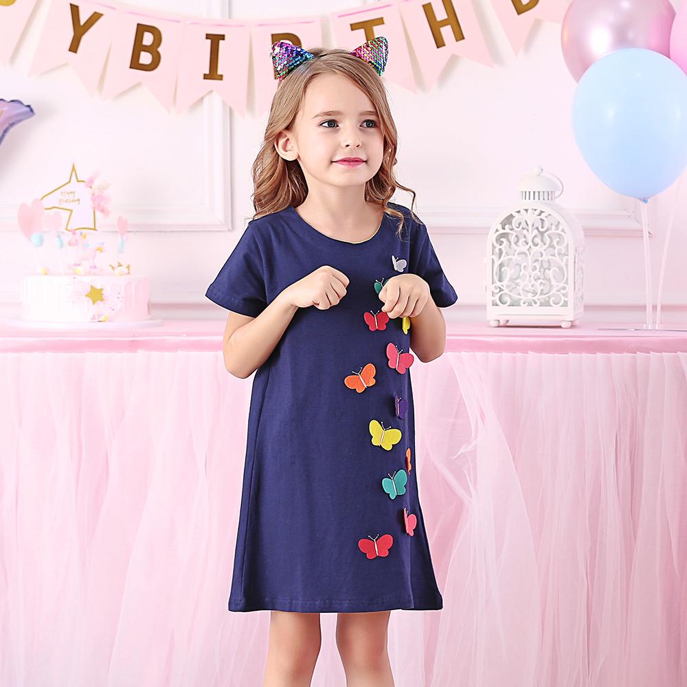 3D Butterfly Cotton A-Line Toddler Girl Dress 3-8T
