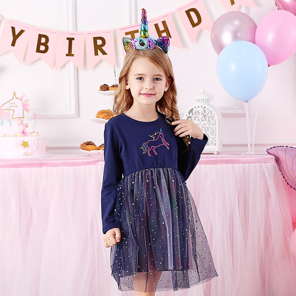 Unicorn Pattern Starry Slay Tulle Girl Tutu Toddler Birthday Dress