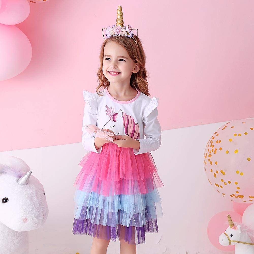 Cartoon Unicorn Colorful Layered Tulle Toddler Girl Tutu Dress