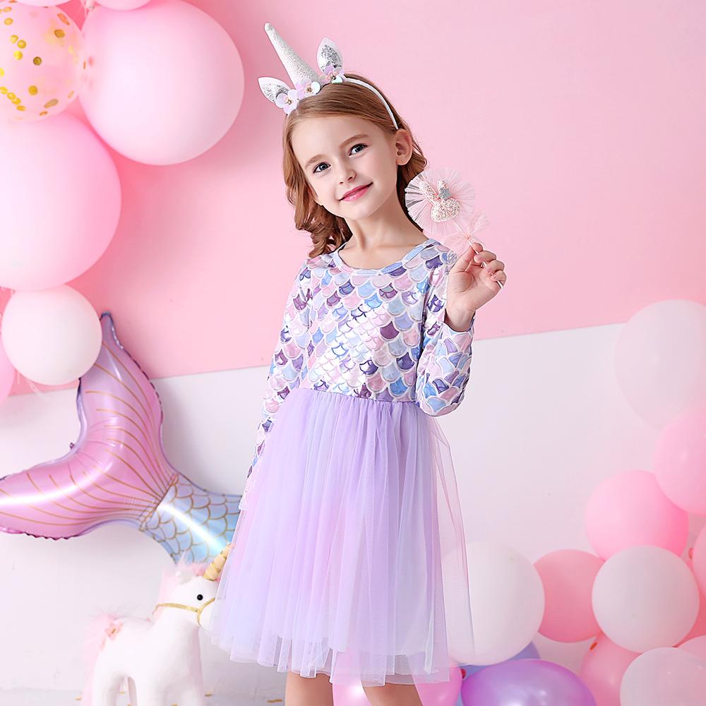 Purple Mermaid Princess Toddler Girl Tutu Dress for Party