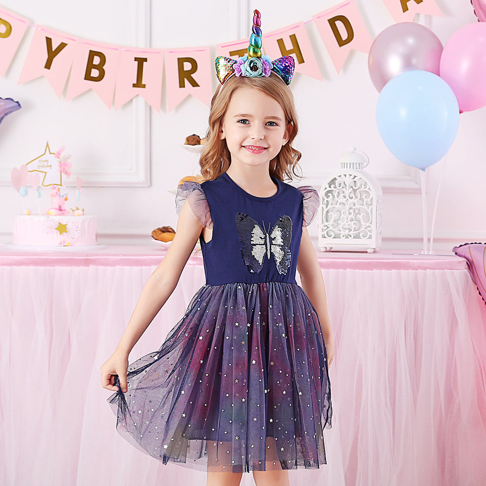 Butterfly Perler Beads Toddler Tutu Girl Dress for Daily Party 3-8T