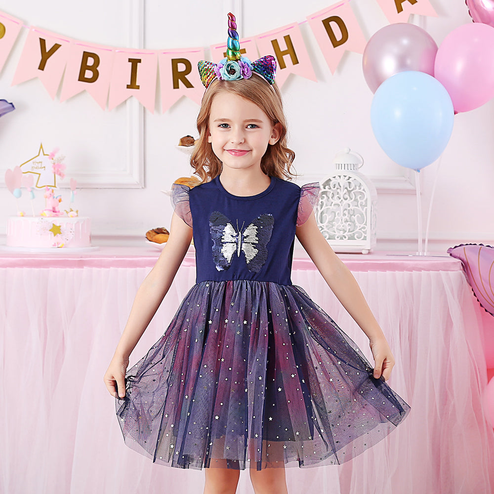 Butterfly Perler Beads Toddler Tutu Girl Dress for Daily Party 3-8T