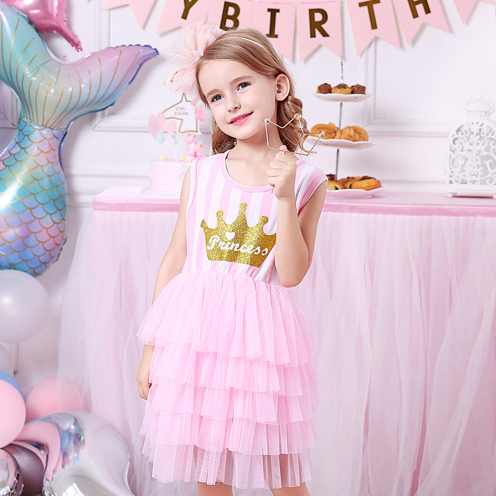 Toddler Summer Glitter Grown Princess Tutu Girl Dress Layered Party Dress for 3-8T