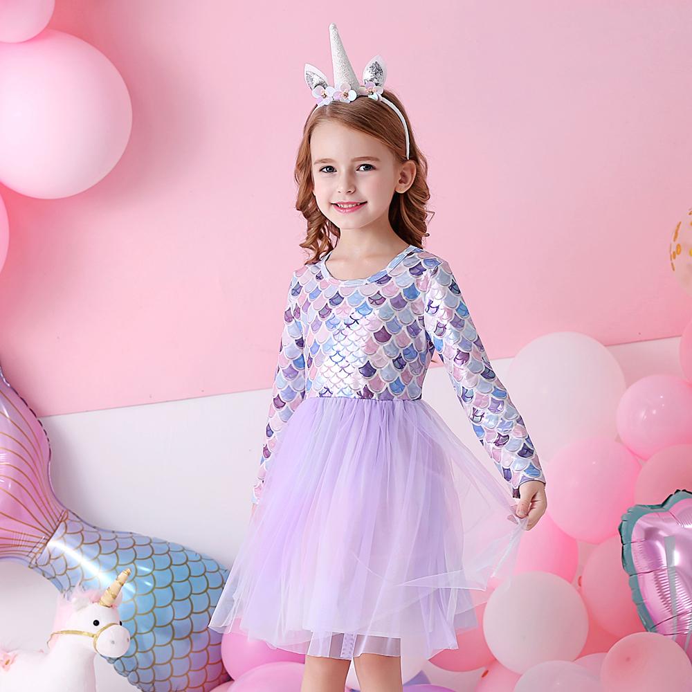Purple Mermaid Princess Toddler Girl Tutu Dress for Party