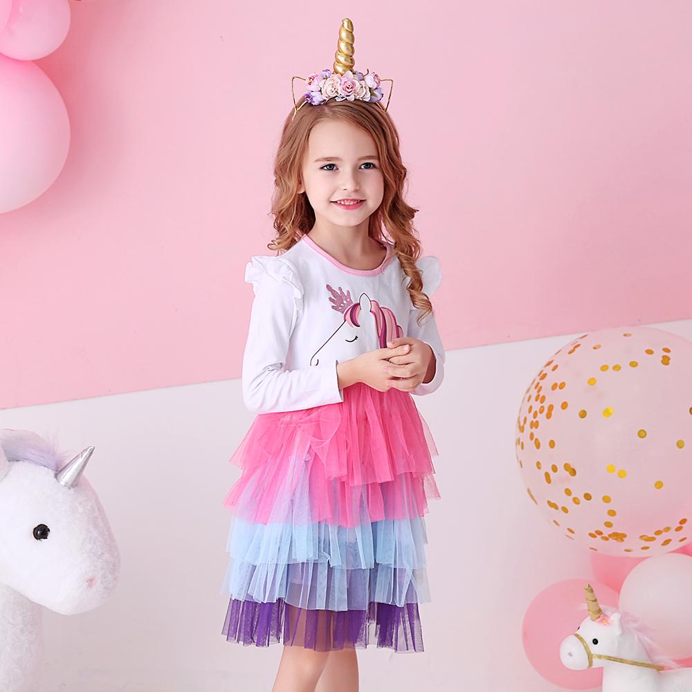 Cartoon Unicorn Colorful Layered Tulle Toddler Girl Tutu Dress