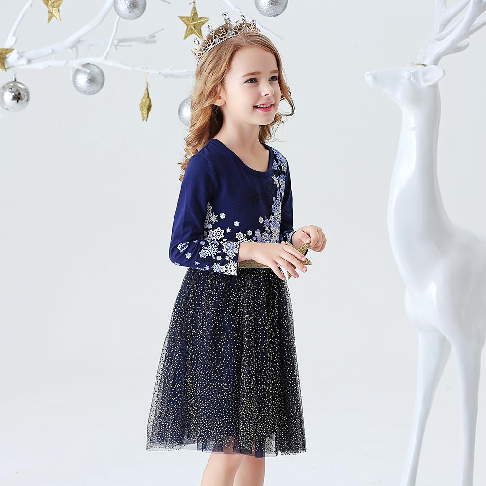 2Y-8Y Christmas Girls Dresses Snowflake Sparkle Blue Tutu Dress for Toddler Girls Christmas Dress