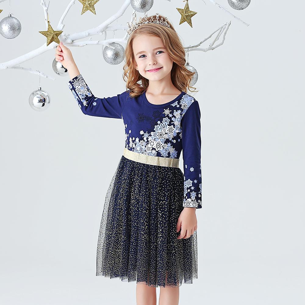 2Y-8Y Christmas Girls Dresses Snowflake Sparkle Blue Tutu Dress for Toddler Girls Christmas Dress
