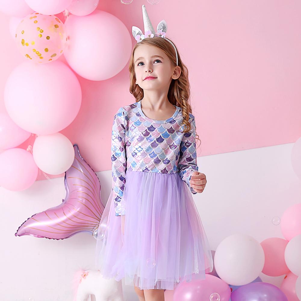 Purple Mermaid Princess Toddler Girl Tutu Dress for Party