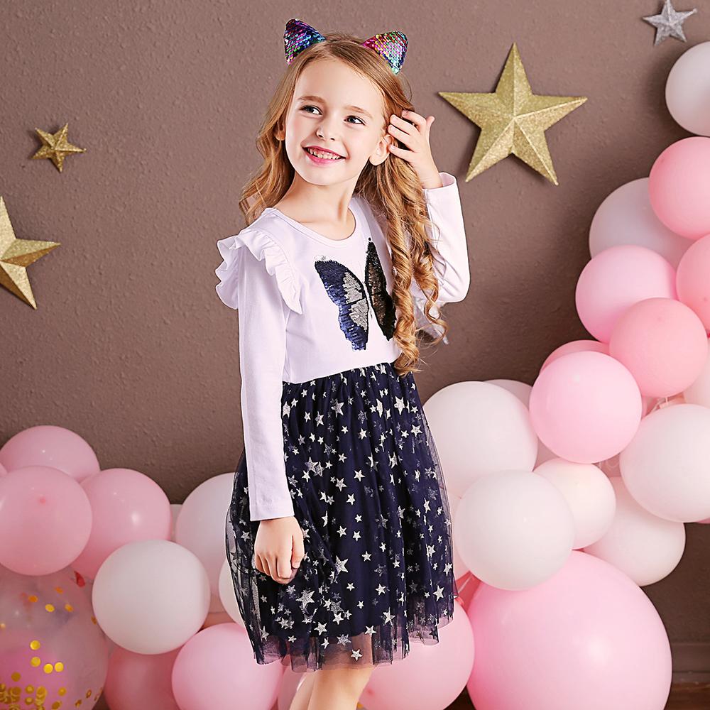 Butterfly Sequined Star Printed Tulle Lovely Toddler Tutu Dress