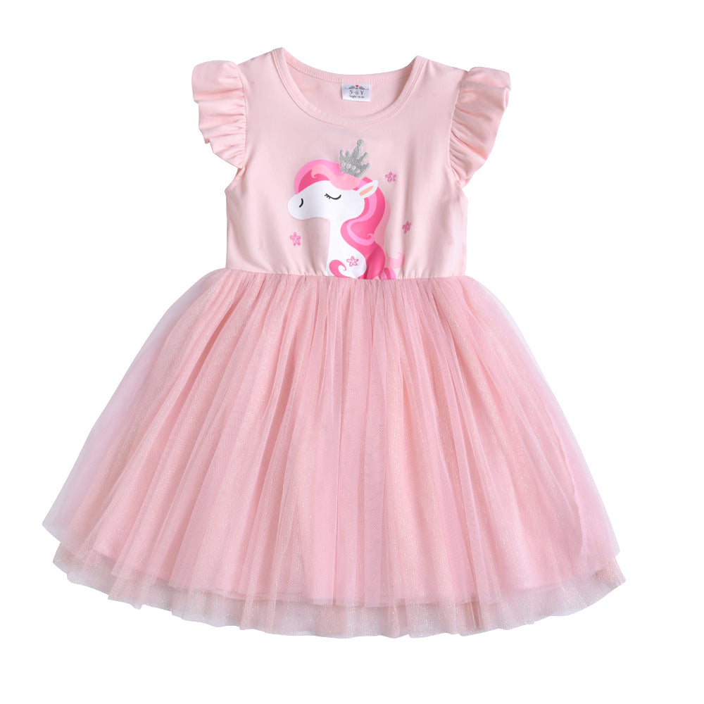 Lovely Unicorn Pink Tutu Toddler Dresses for Kids 3-8T