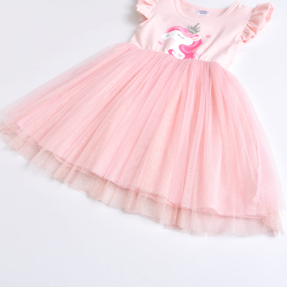 Lovely Unicorn Pink Tutu Toddler Dresses for Kids 3-8T