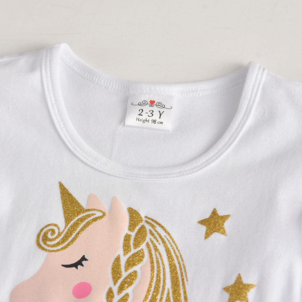 Cartoon Unicorn Pattern Tutu Toddler Dress for Daily Party Wearing 3-8T