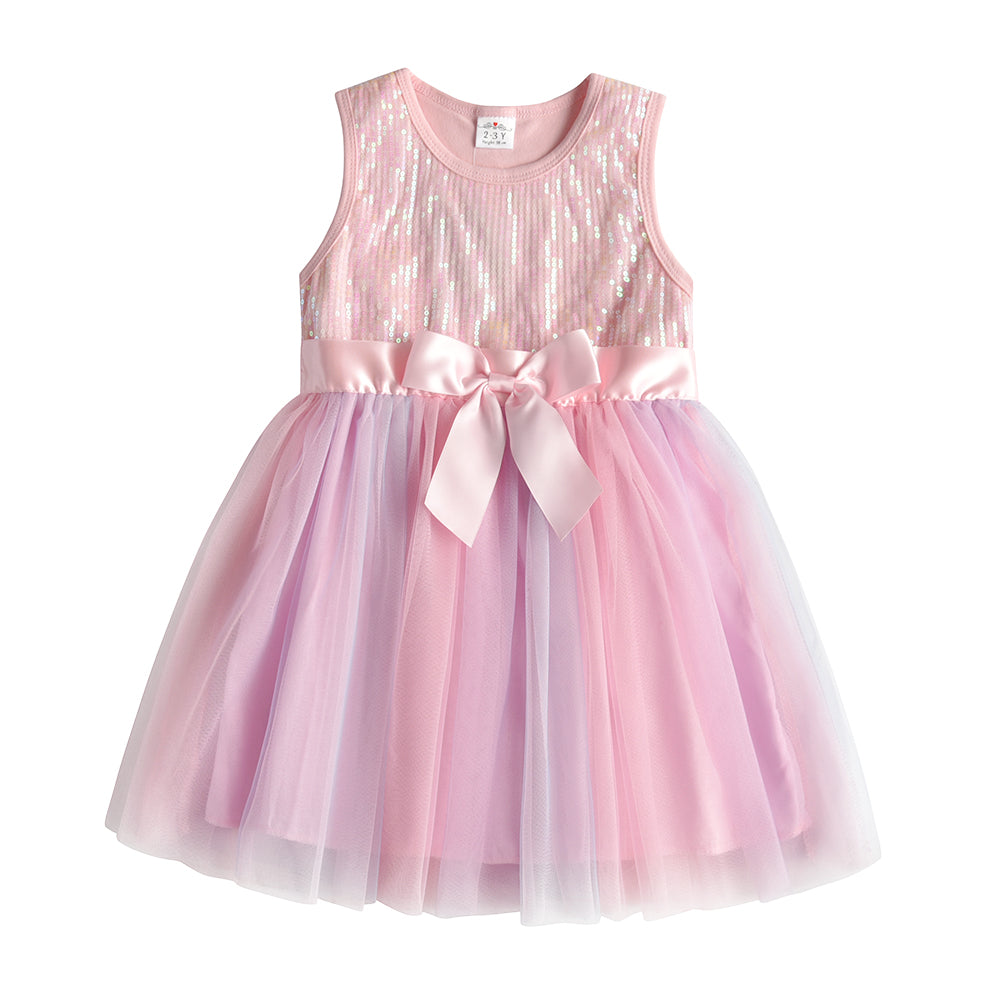 Princess Lovely Pink Beads Tutu Toddler Girls Dress with Butterfly 3-8T