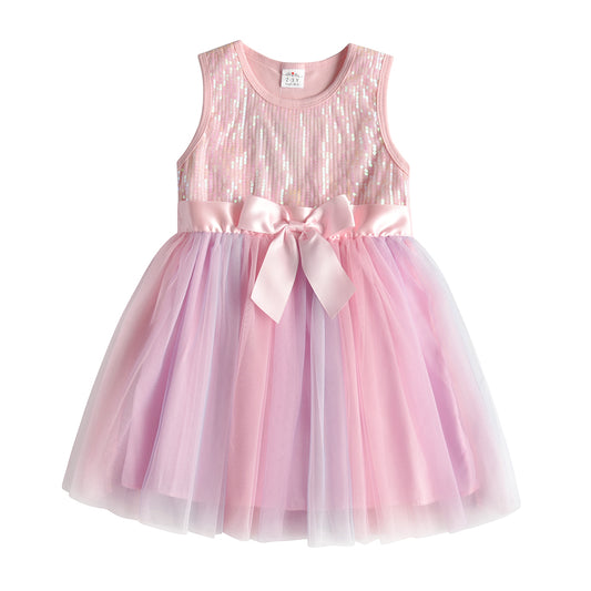 Princess Lovely Pink Beads Tutu Toddler Girls Dress with Butterfly 3-8T