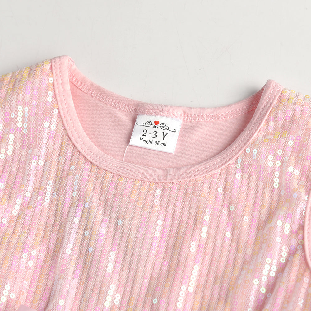 Princess Lovely Pink Beads Tutu Toddler Girls Dress with Butterfly 3-8T