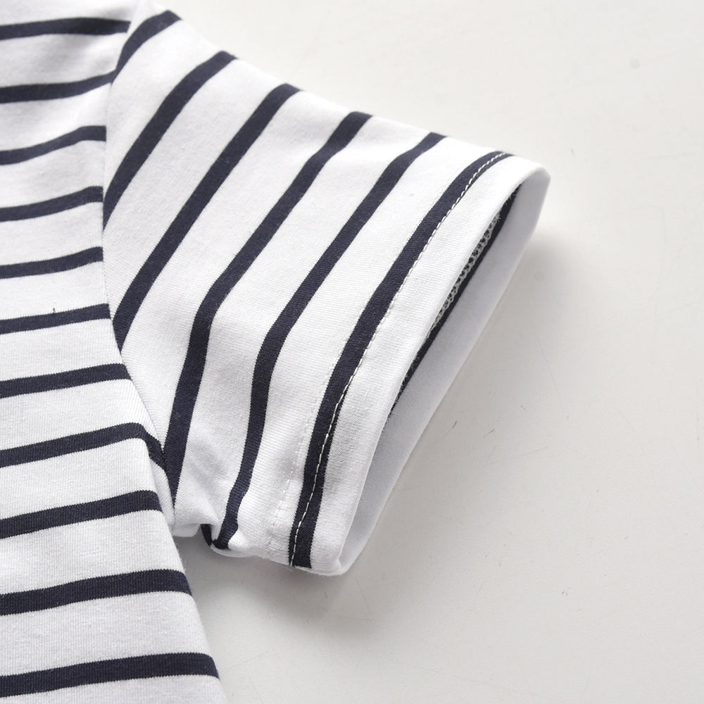 2Y-8Y Girls Short Sleeve Casual Dress Cute Ladybug Stripe Cotton Girls Dress