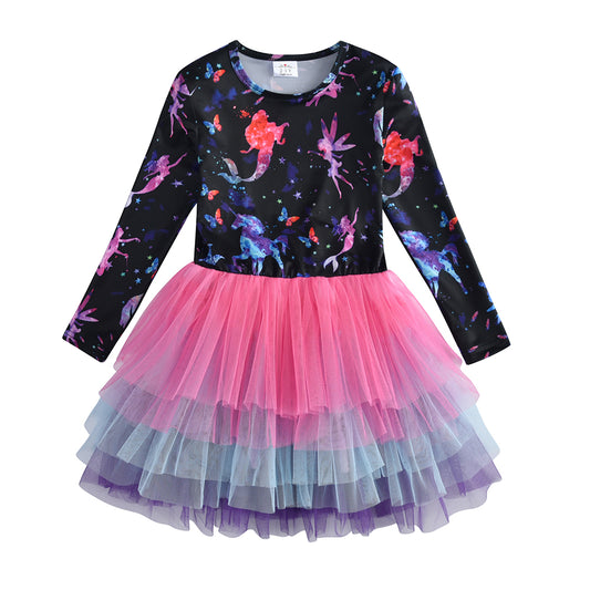 Starry Flower Fairy Pattern Toddler Layered Tulle Tutu Dress
