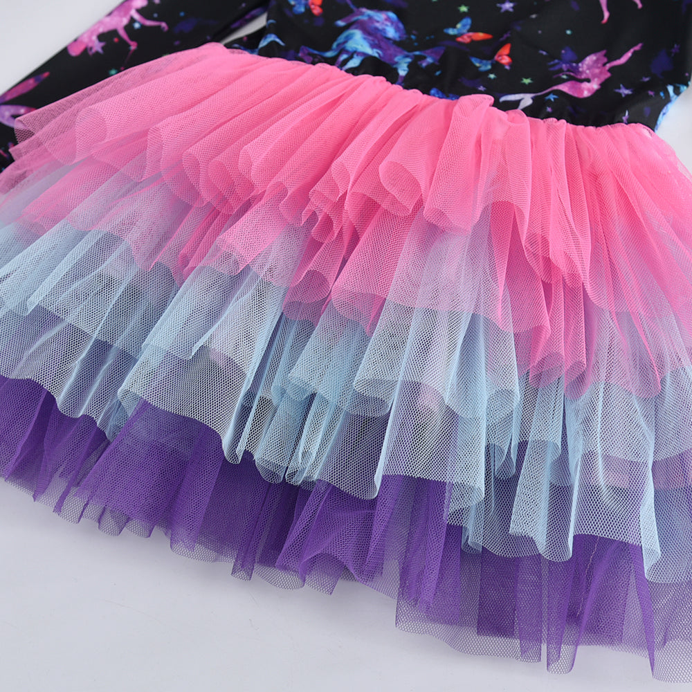 Starry Flower Fairy Pattern Toddler Layered Tulle Tutu Dress