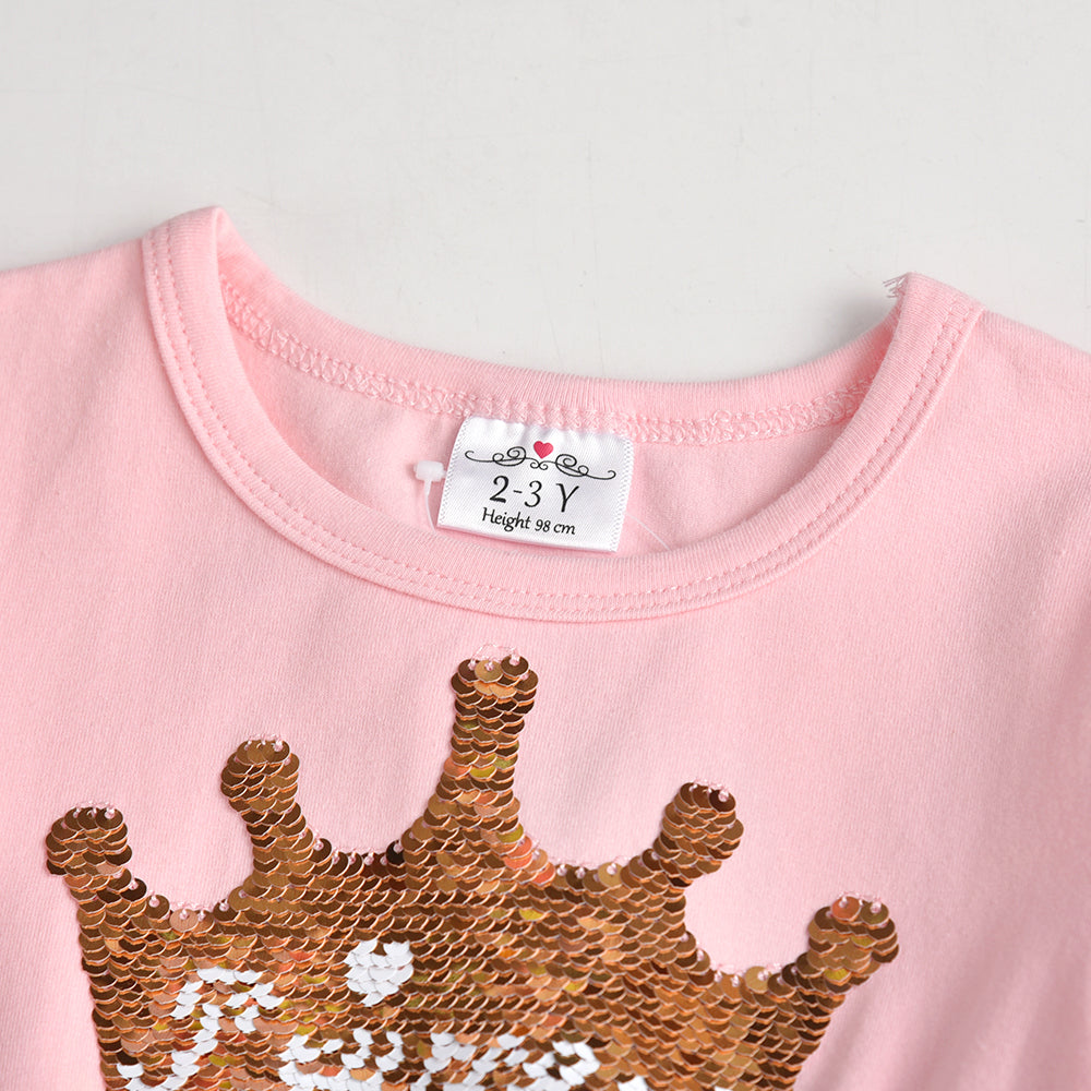 Princess Crown Sequined Soft Layered Tulle Toddler Girl Dress for School Party Brithday