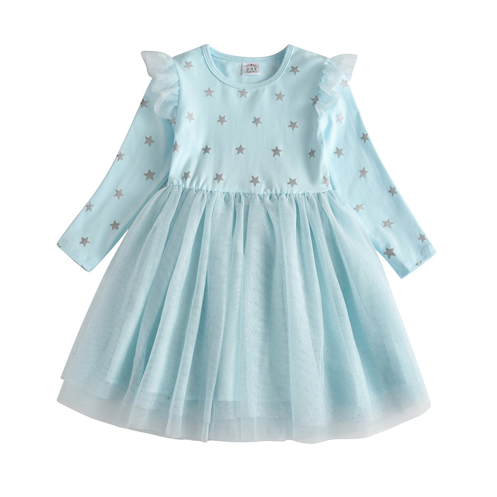 Girls Tutu Dresses Star Pattern Long Sleeve Tutu Dress