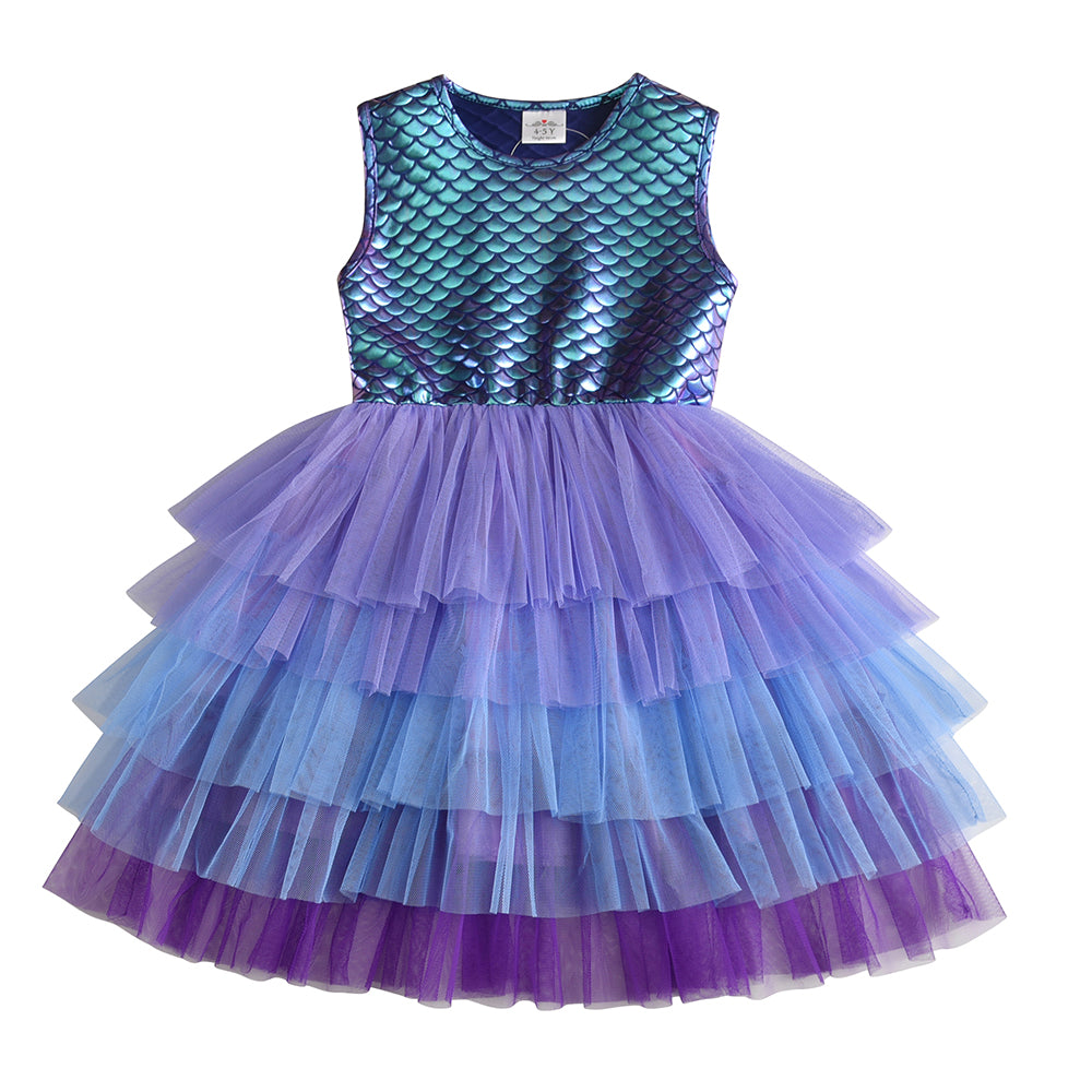 3-8T Princess Mermaid Toddler Tutu Girl Dress for Brithday Party