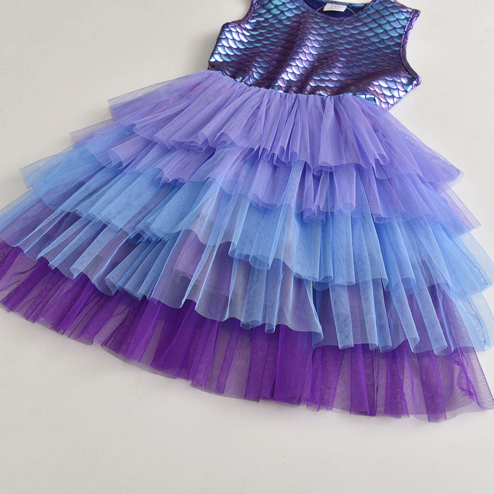 3-8T Princess Mermaid Toddler Tutu Girl Dress for Brithday Party