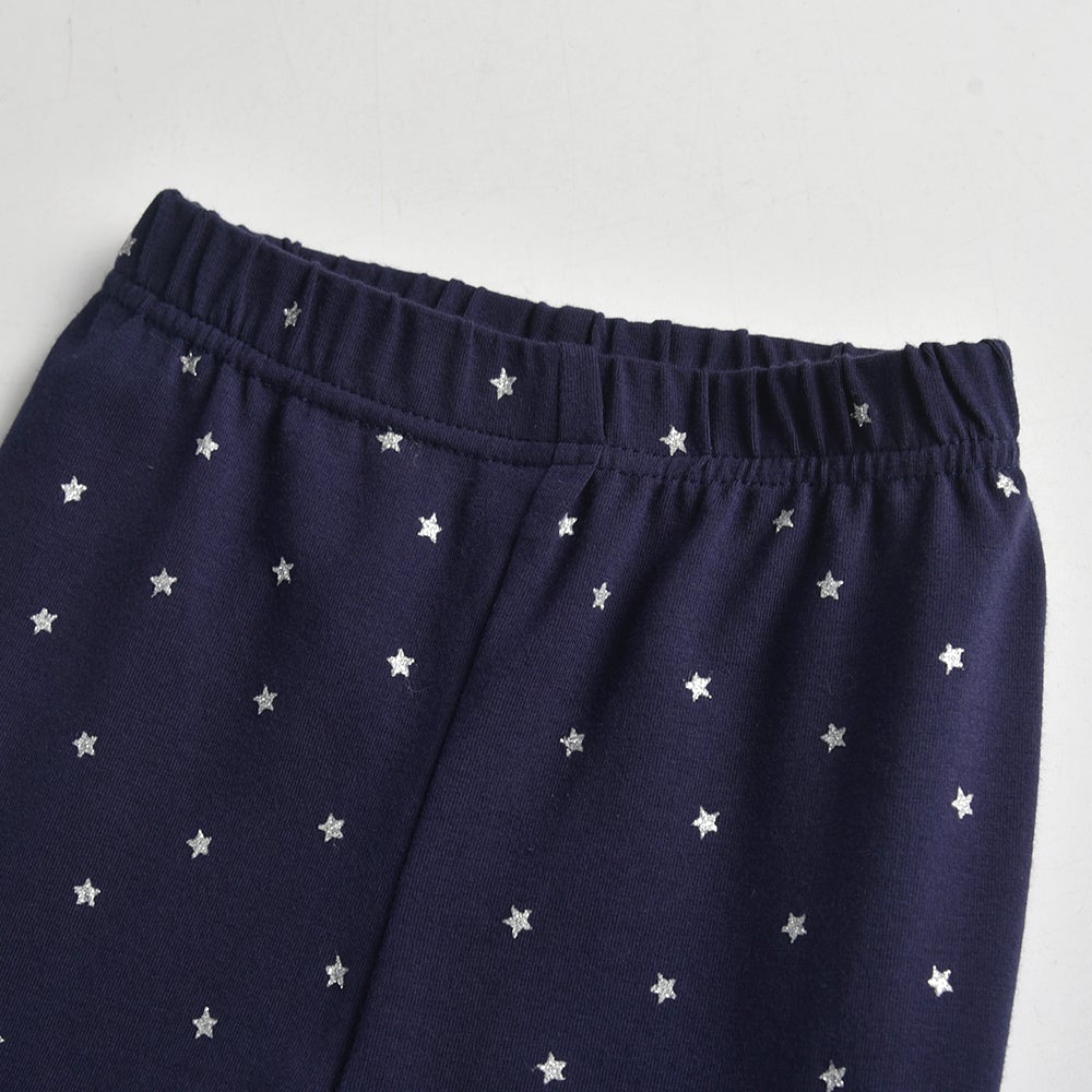 2Y-8Y Girls Clothes Set Sparkle Tulle T-shirt + Stars Pattern Girl Toddler Leggings Skinny Pants