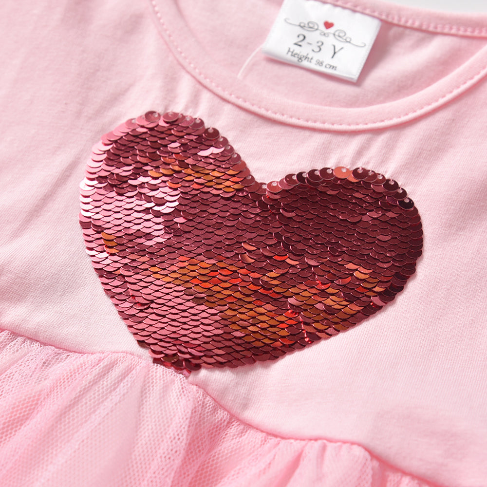 Love Shape Beads Pink Tutu Brithday Dress for Toddler Girl