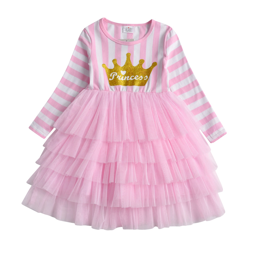 Princess Crown Glitter Soft Layered Tulle Toddler Girl Dress
