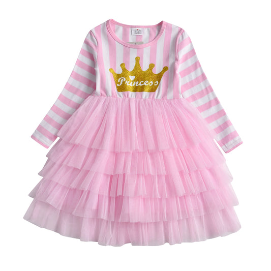 Princess Crown Glitter Soft Layered Tulle Toddler Girl Dress