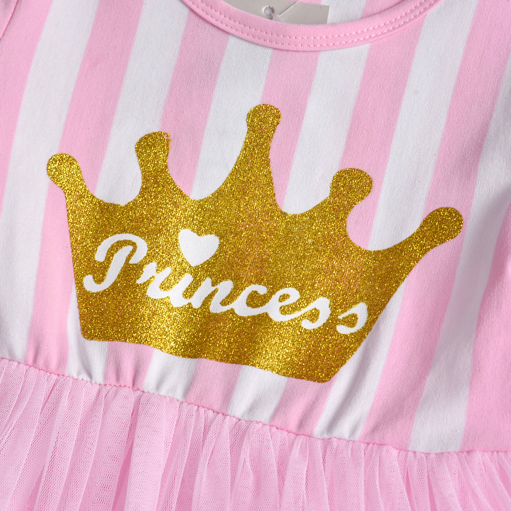 Princess Crown Glitter Soft Layered Tulle Toddler Girl Dress