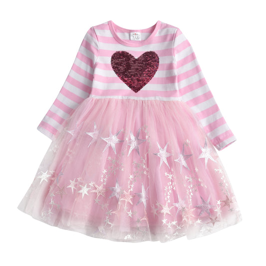 Big Love Sequined Color Block Casual Tutu Dress for Toddler Girl