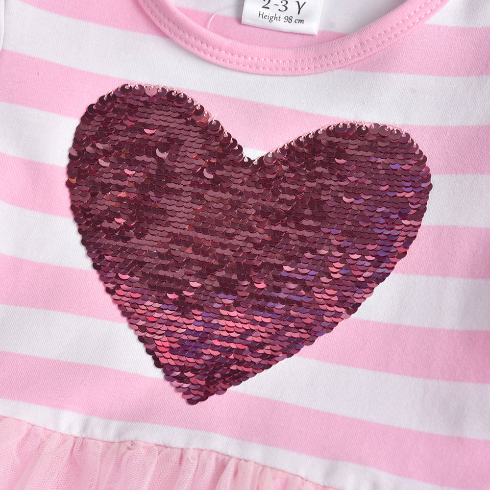 Big Love Sequined Color Block Casual Tutu Dress for Toddler Girl