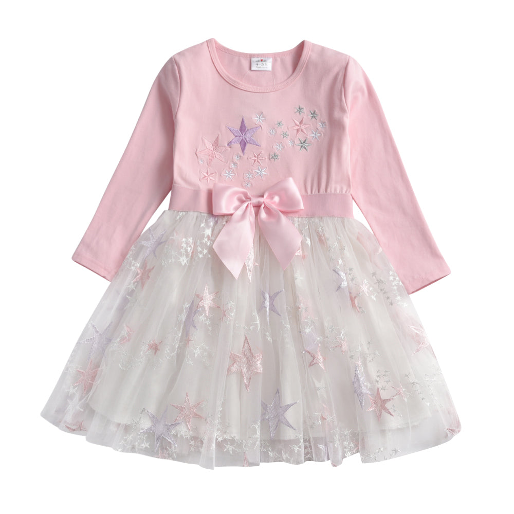 Star Pattern with Butterfly Bow Toddler Girl Tutu Dress for Fall Winter