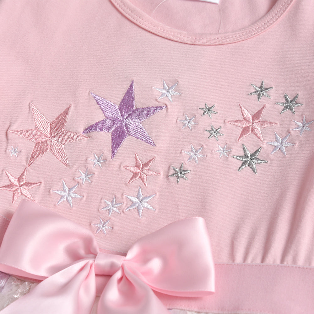 Star Pattern with Butterfly Bow Toddler Girl Tutu Dress for Fall Winter