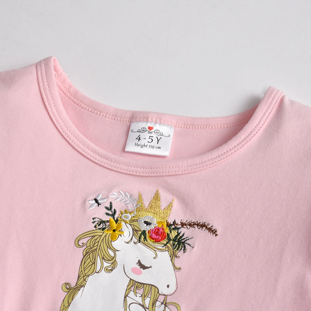 Unicorn Tulle Girl Toddler Long Sleeve Dress for Birthday Party