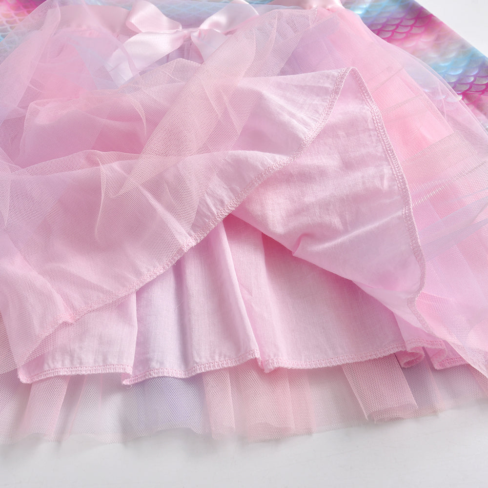 Mermaid Pattern with Butterfly Soft Tulle Fall Winter Toddler Girl Tutu Dress