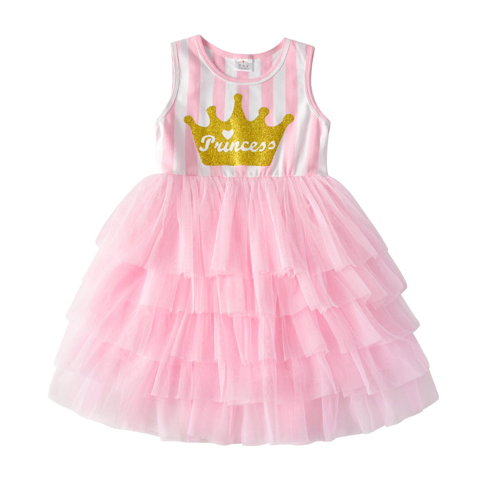 Toddler Summer Glitter Grown Princess Tutu Girl Dress Layered Party Dress for 3-8T