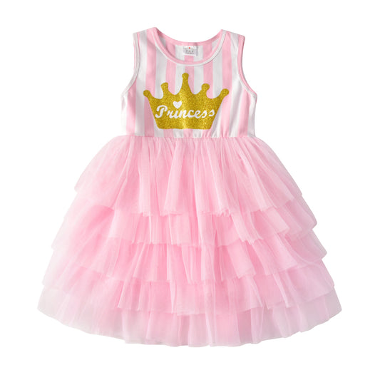 Toddler Summer Glitter Grown Princess Tutu Girl Dress Layered Party Dress for 3-8T
