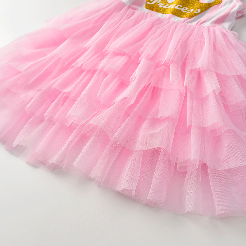 Toddler Summer Glitter Grown Princess Tutu Girl Dress Layered Party Dress for 3-8T