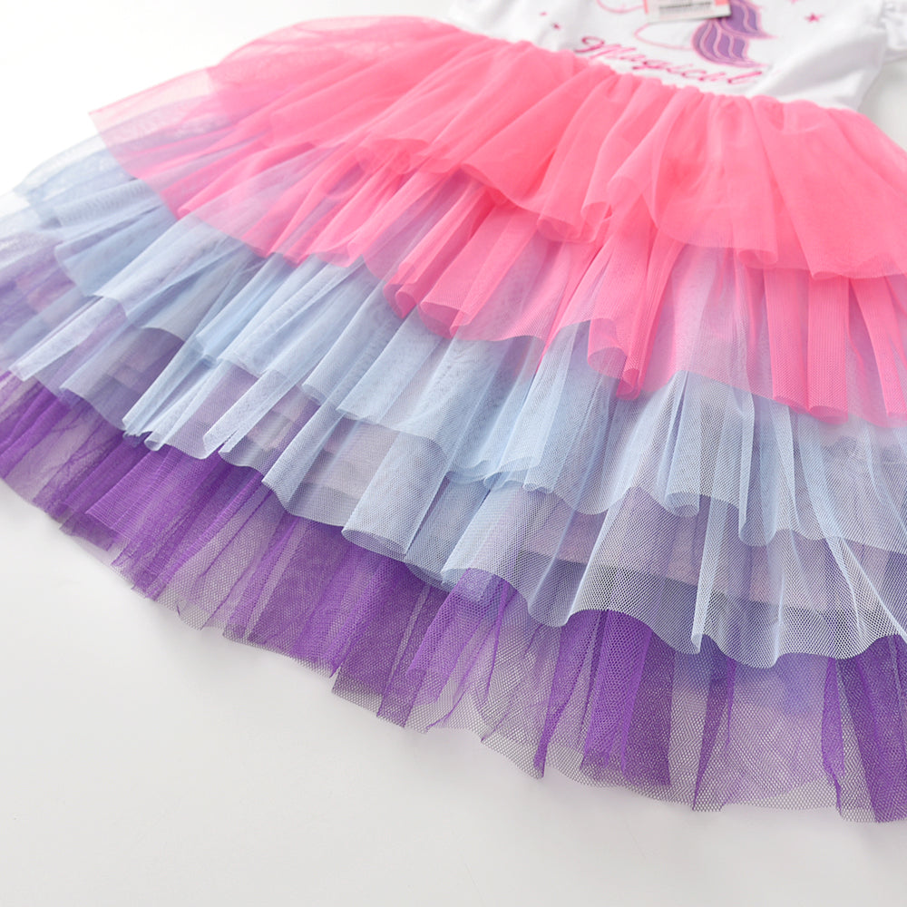 Magical Unicorn Colorful Layered Tulle Toddler Tutu Dress