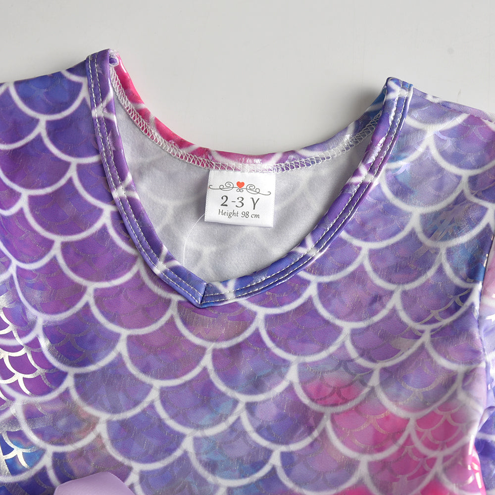 Lovely Mermaid Printed With Butterfly Bow Toddler Tutu Girl Dress