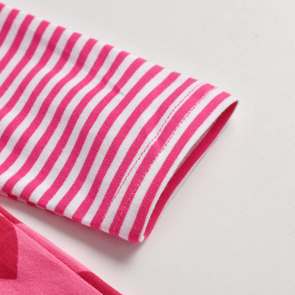 Love Heart Pattern Stripe Long Sleeve Girl Toddler A Line Dress