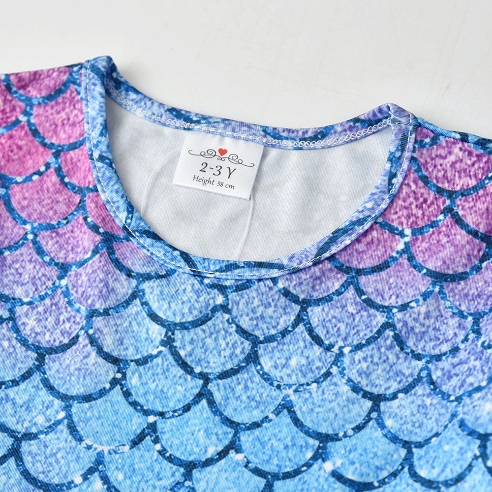 Purple Mermaid Colorful Layered Tulle Toddler Girl Long Sleeve Dress