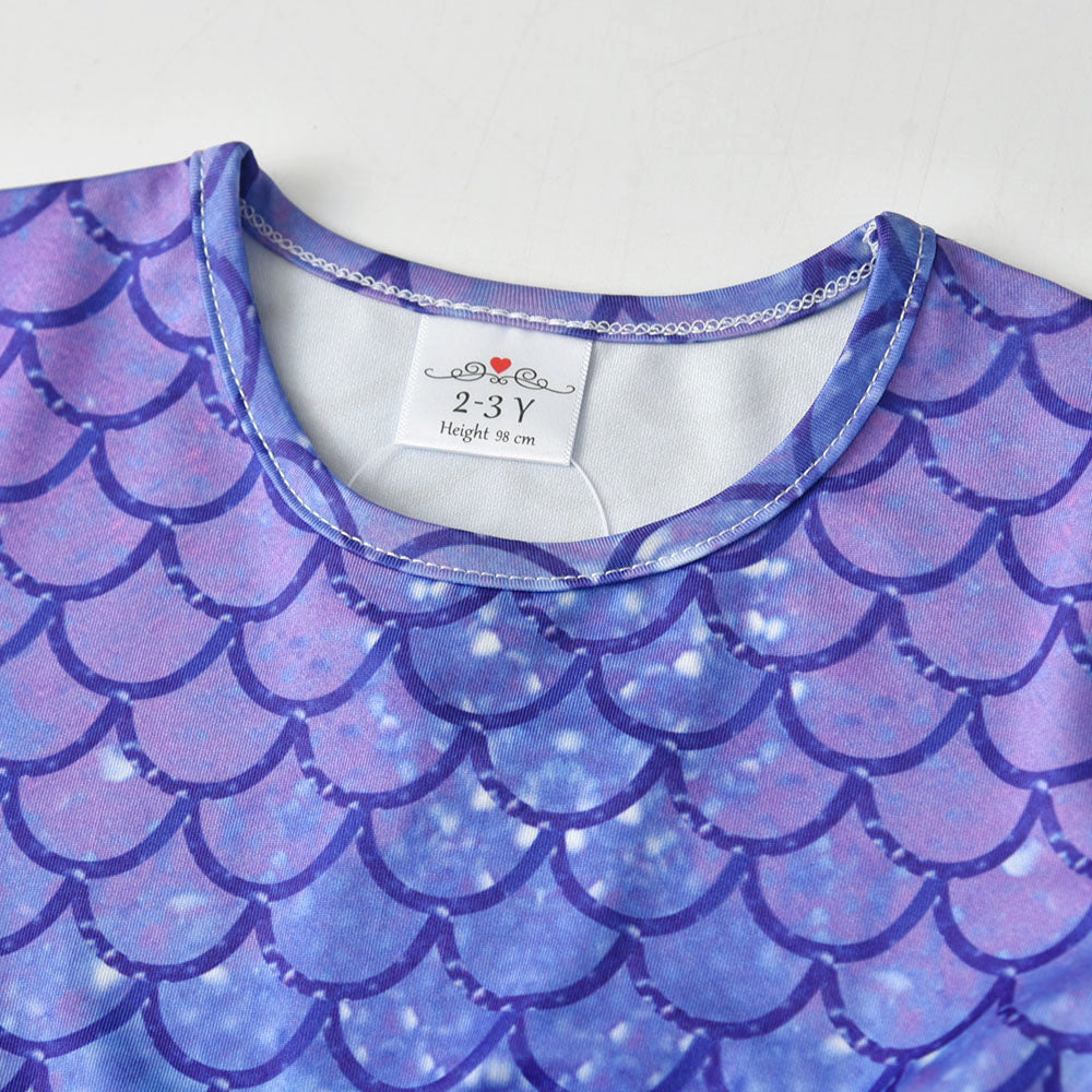 Purple Mermaid Colorful Layered Tulle Toddler Girl Dress for Gift Party Brithday
