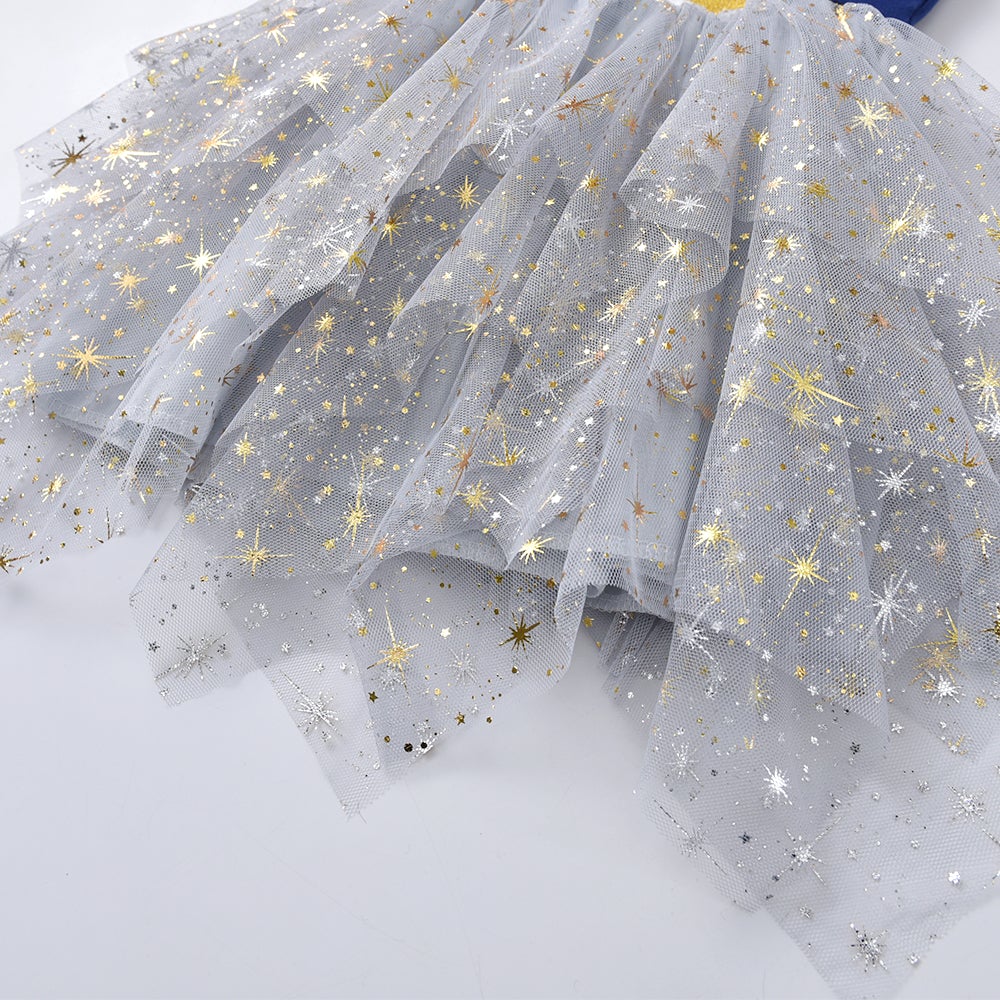 2Y-8Y Girls Summer Dress Embroidered Unicorn Sparkle Star Tulle Tutu Dress